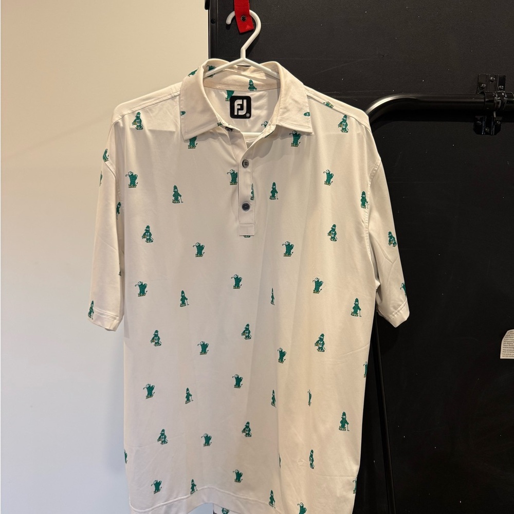 FootJoy White and Green Polo with Palm Tree Print